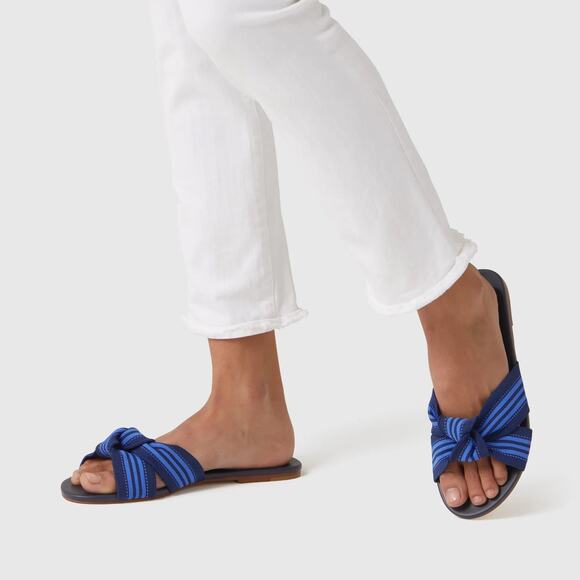 NEW Rothy’s The Knot Cobalt Stripe Sandals Women’s Size 11 - Picture 1 of 8